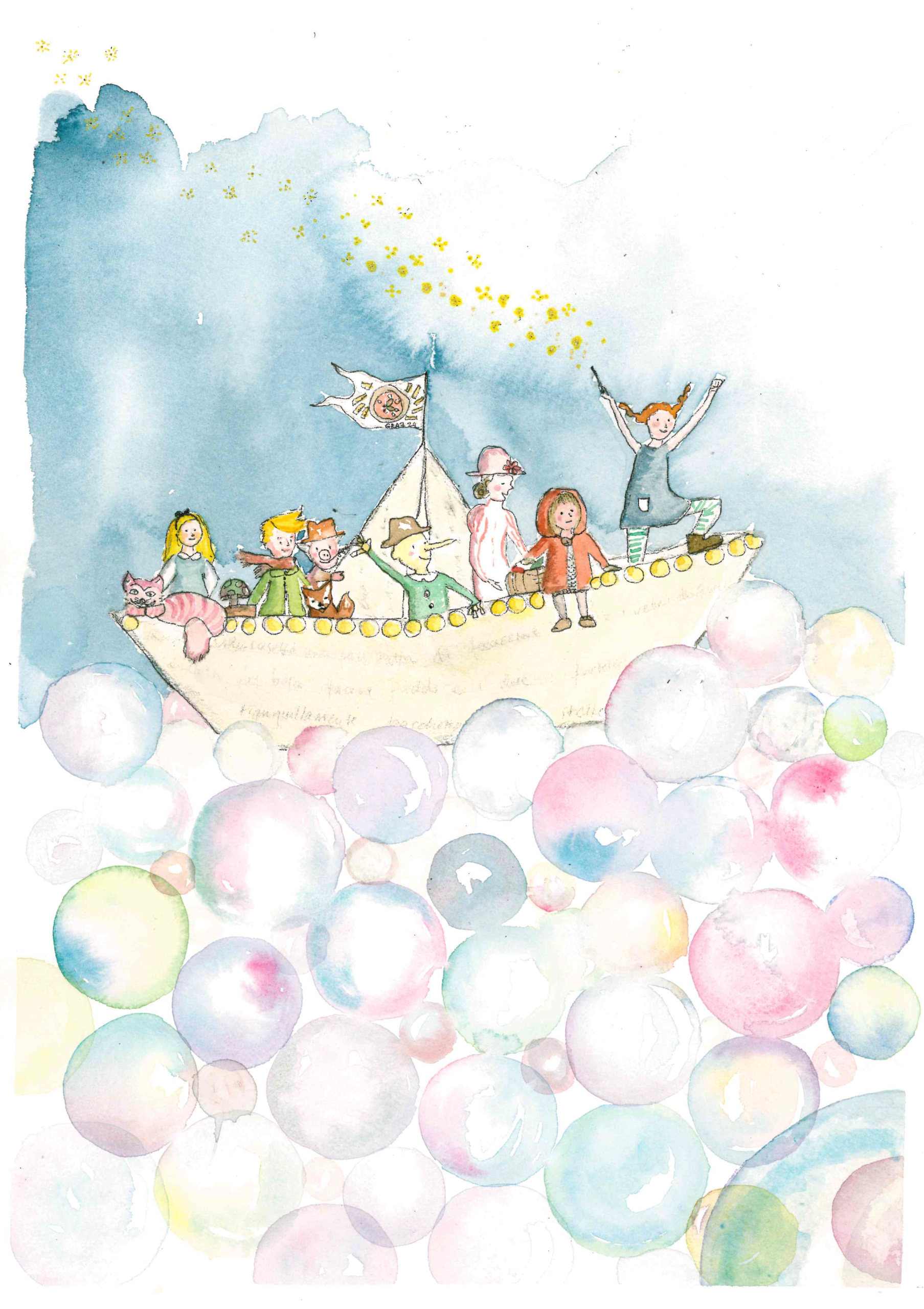 The Boat That Isn't ThereMixed media: watercolors, ink, graphite, and gel penYear: 2024