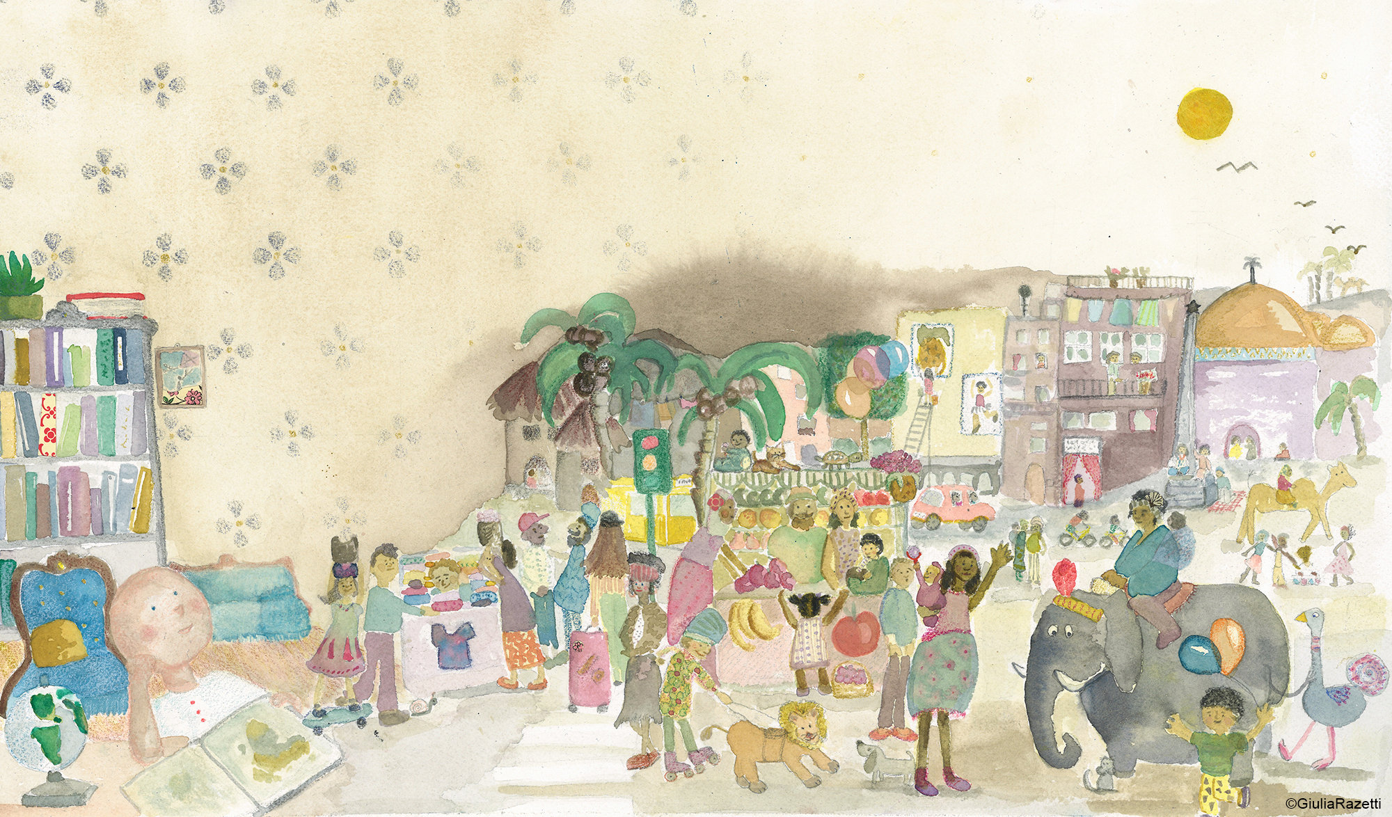 Timbuktu Is YouMixed media: watercolors, pencils, and collageYear: 2025Artwork submitted to the Illustrada competition