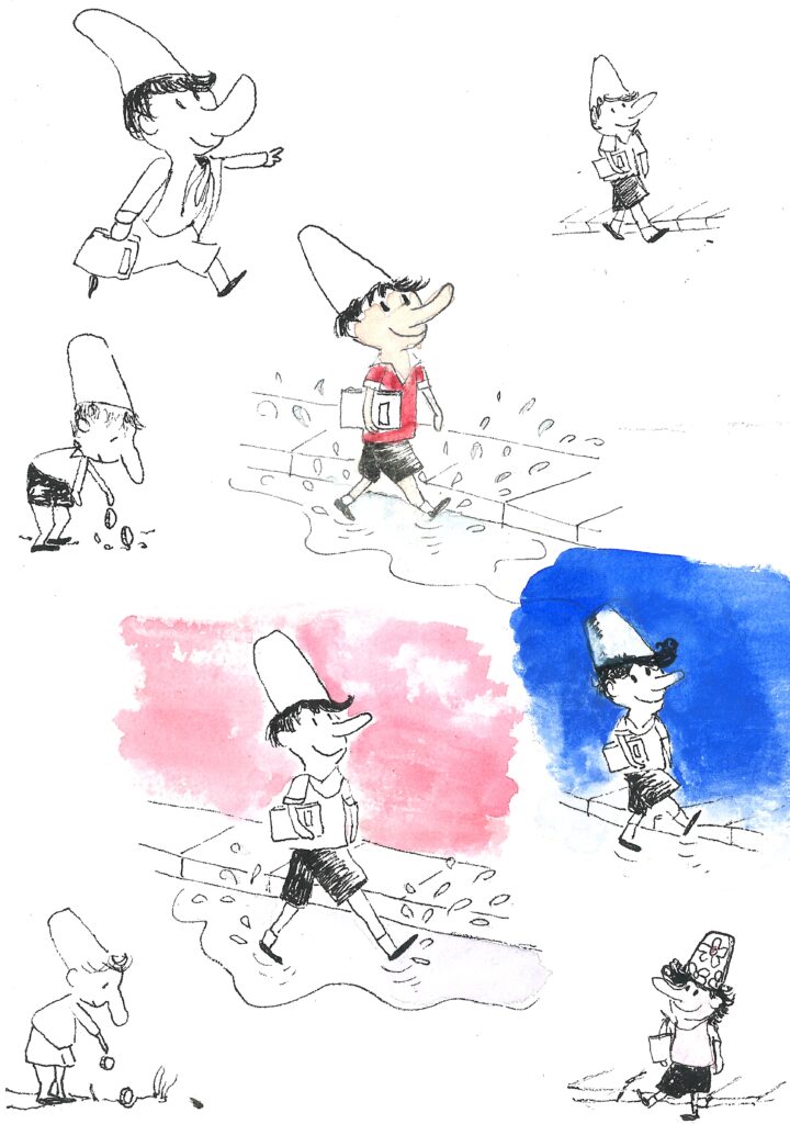 Character design sketches for Pinocchio, by Giulia Razetti